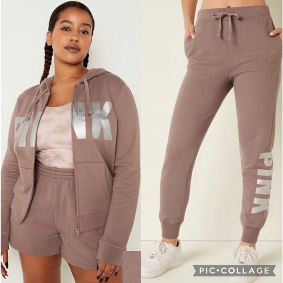 PINK Victoria's Secret Pants - 💥 FINAL SALE! 🆕 2PC VICTORIA’S SECRET PINK Fleece Zip Up Hoodie Lounge Jogger